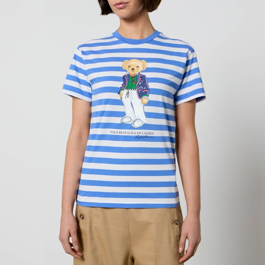 Woemn Polo Ralph Lauren Loungewear | Polo Ralph Lauren Bear Striped Cotton-Jersey T-Shirt