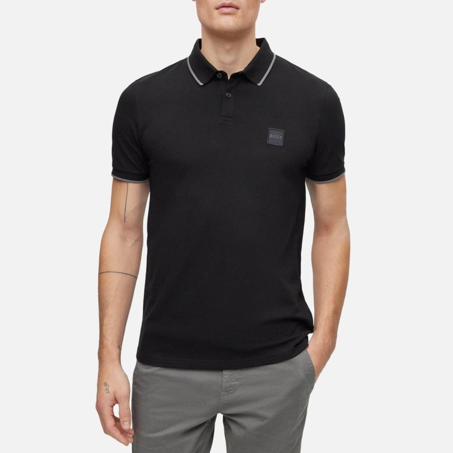 Men BOSS Orange Polo Shirts | Boss Orange Men'S Passertip Polo Shirt - Black