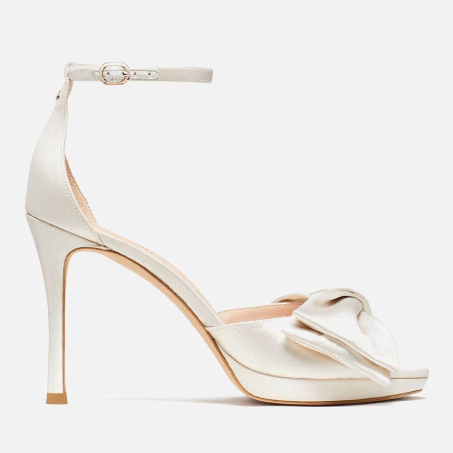 Footwear Kate Spade New York Heels | Kate Spade New York Women'S Bridal Bow Satin Heeled Sandals