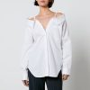 Woemn Good American Tops | Good American Off-The-Shoulder Cotton-Poplin Shirt