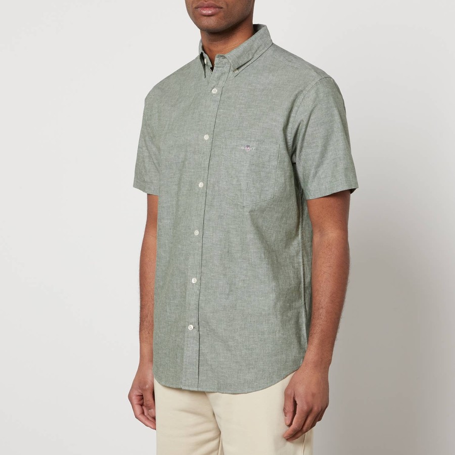 Men GANT Shirts | Gant Cotton And Linen-Blend Shirt