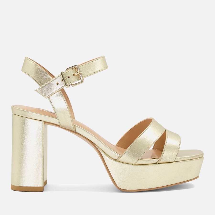 Footwear Dune Sandals | Dune Womens Molten Leather Mid-Platform Sandals - Gold