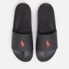 Footwear Polo Ralph Lauren Sandals | Polo Ralph Lauren Men'S Pp Slide Sandals - Black/Red Pp