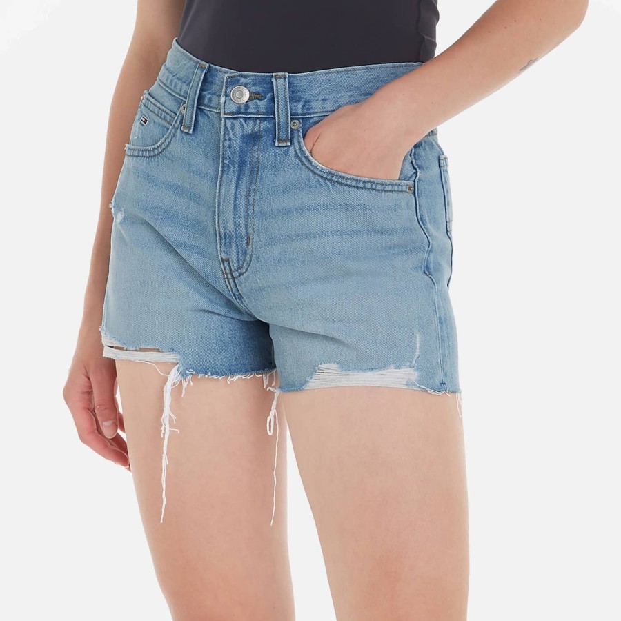 Woemn Tommy Jeans Shorts | Tommy Jeans Distressed Denim Shorts