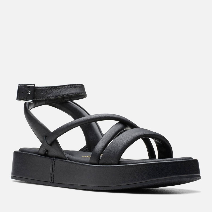 Footwear Clarks Footwear | Clarks Women'S Alda Leather Cross Sandals