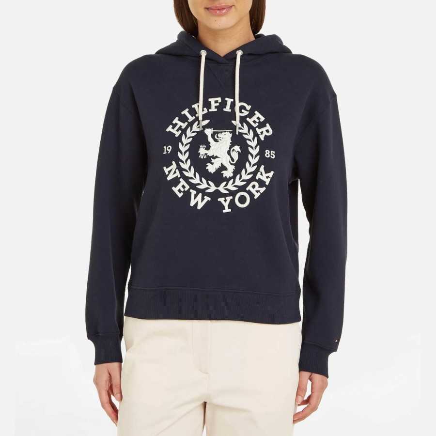 Woemn Tommy Hilfiger Hoodies & Sweats | Tommy Hilfiger Logo Crest Cotton-Blend Hoodie