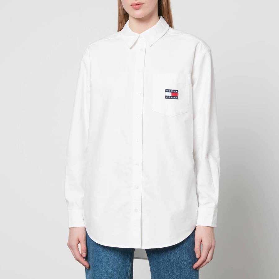 Woemn Tommy Jeans Tops | Tommy Jeans Logo Badge Boyfriend Cotton Shirt