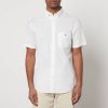 Men GANT Shirts | Gant Cotton-Blend Linen Short Sleeved Shirt