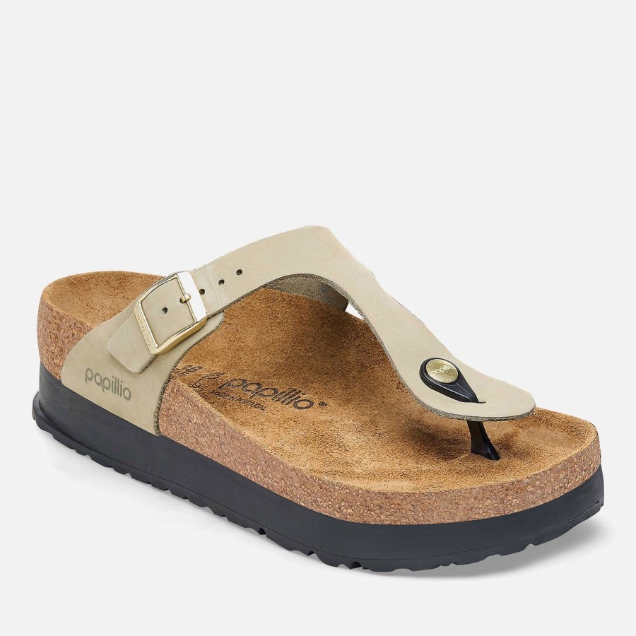 Footwear Birkenstock Footwear | Birkenstock Women'S Papillio Gizeh Nubuck Toe Post Sandals