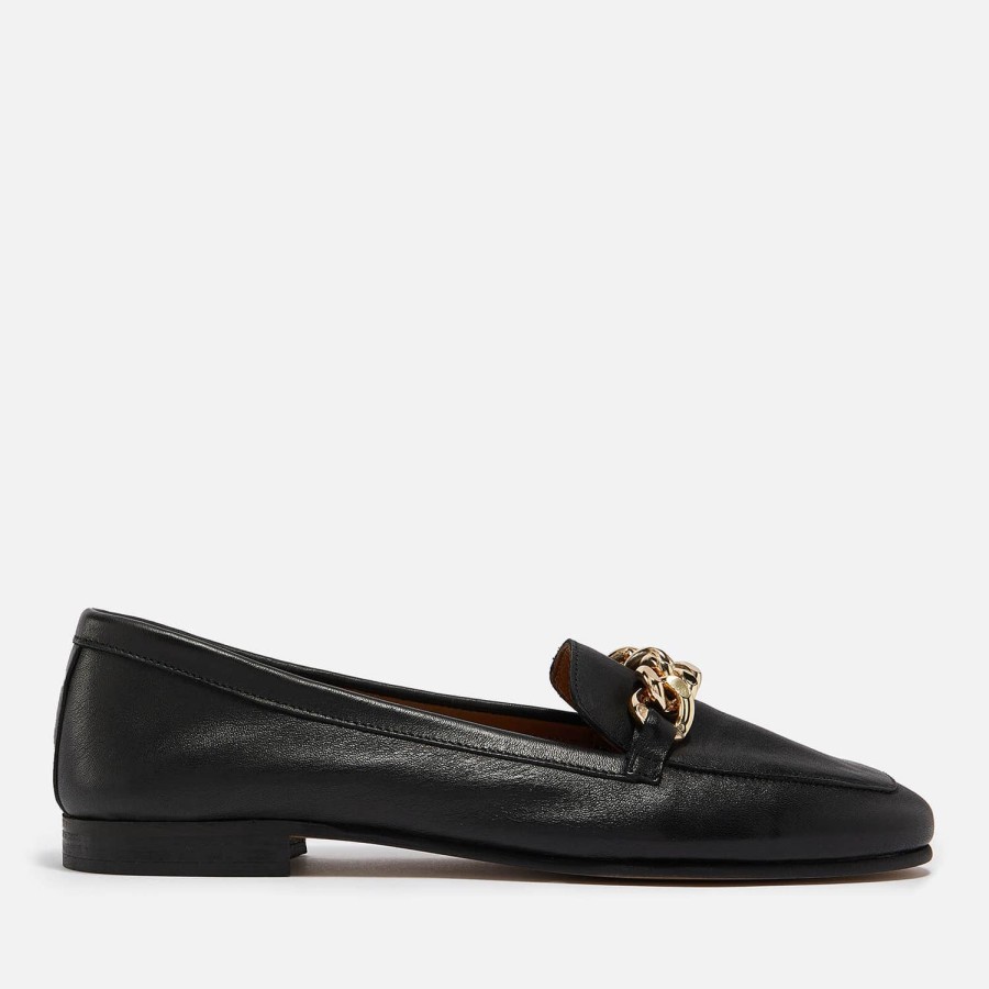 Footwear Dune Loafers | Dune Women'S Goldsmith Chain-Embellished Leather Loafers