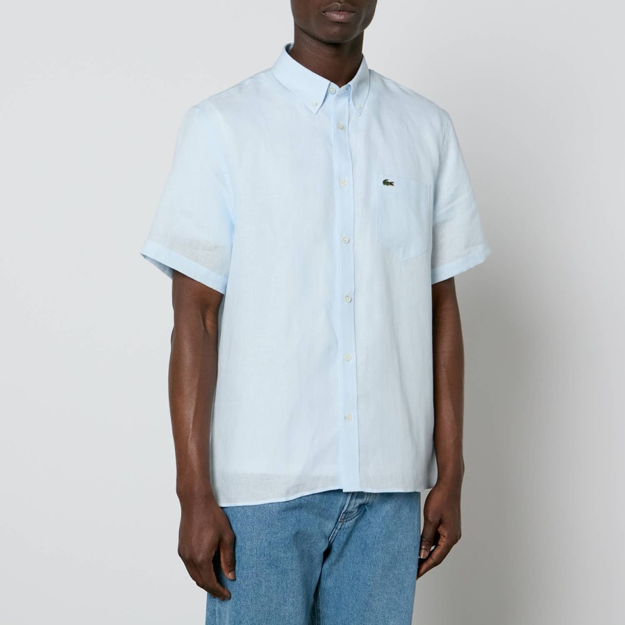 Men Lacoste Shirts | Lacoste Short Sleeved Linen Shirt