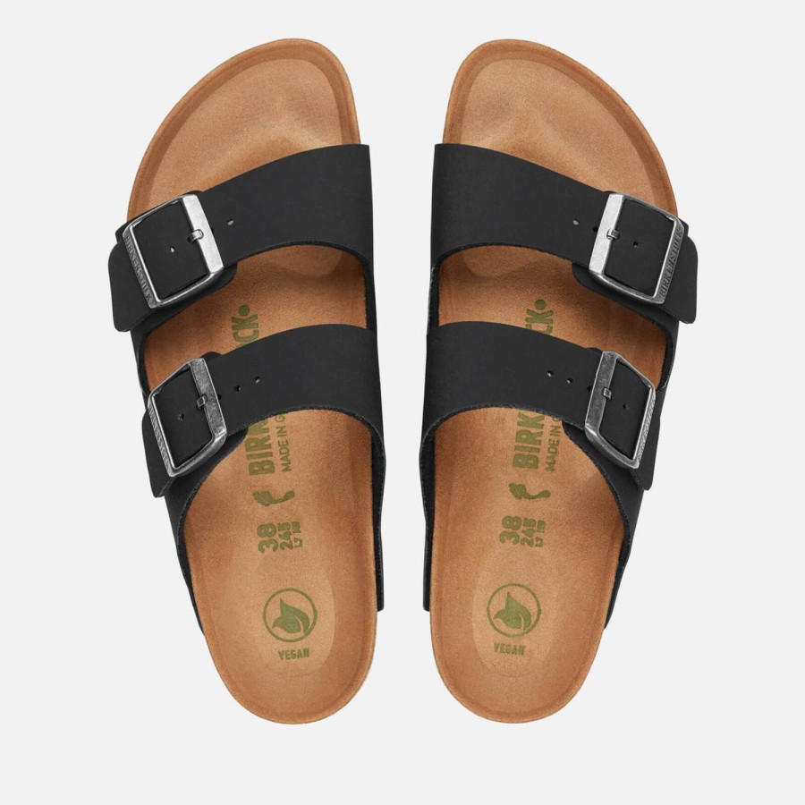 Footwear Birkenstock Sandals | Birkenstock Men'S Arizona Vegan Double Strap Sandals - Black