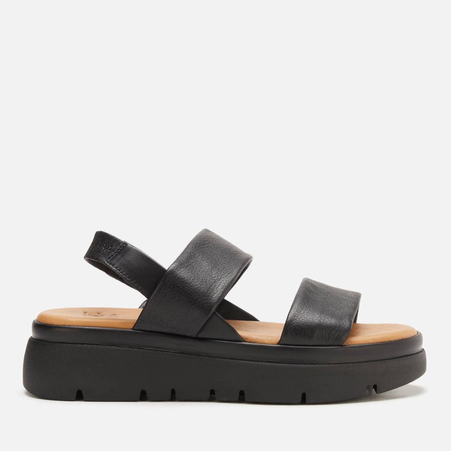 Footwear Dune Sandals | Dune Women'S Location Leather Flatform Sandals - Black