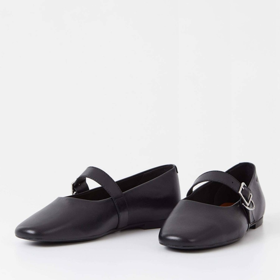 Footwear Vagabond Flats | Vagabond Women'S Jolin Buckle Leather Ballet Flats