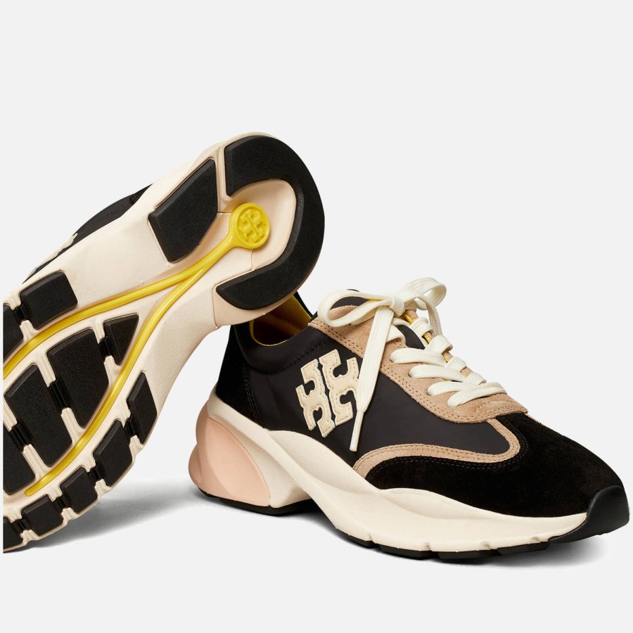 Footwear Tory Burch Trainers | Tory Burch Good Luck Suede-Trimmed Nylon Running-Style Trainers