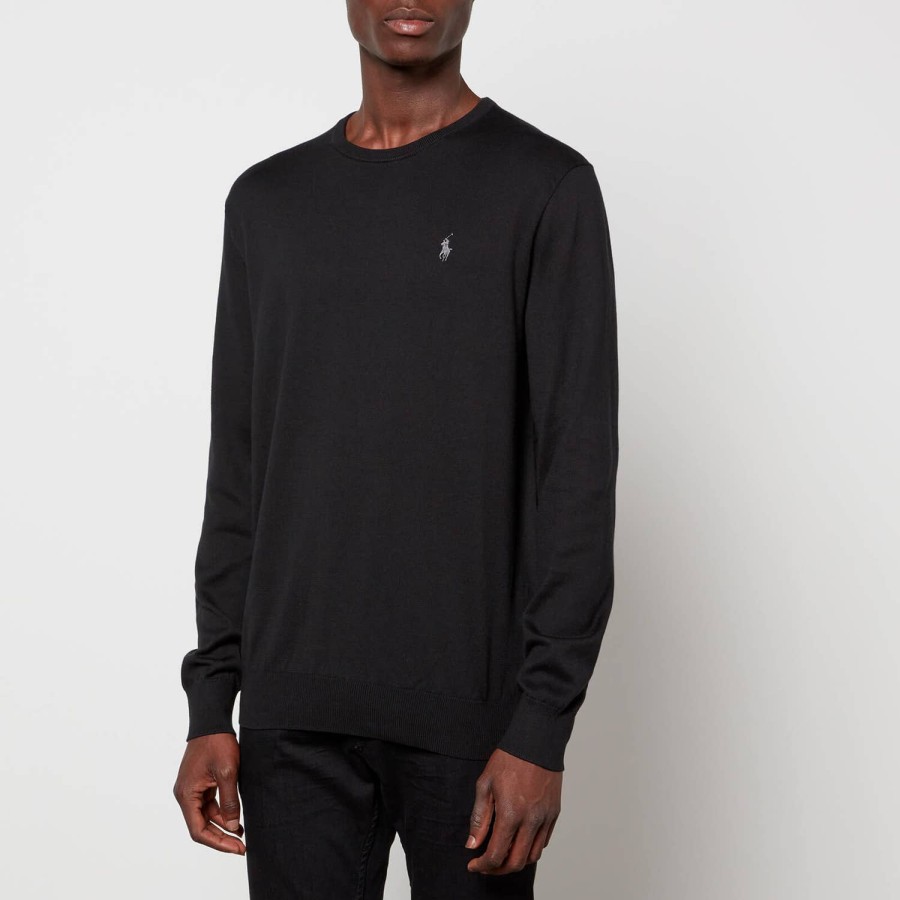 Men Polo Ralph Lauren Hoodies & Sweats | Polo Ralph Lauren Men'S Slim Fit Cotton Sweater - Polo Black