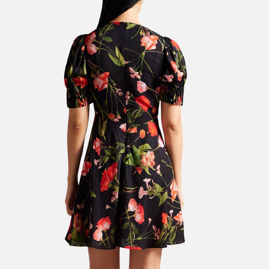 Woemn Ted Baker Dresses | Ted Baker Sienno Puff Sleeve Crepe Tea Dress