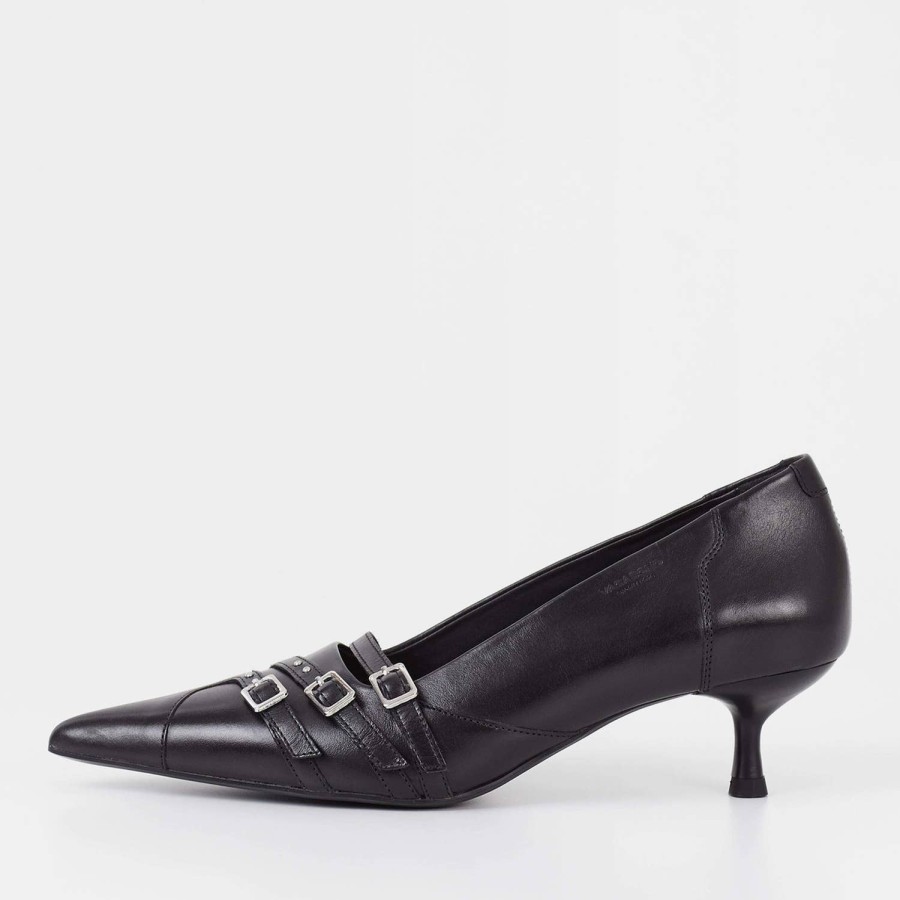 Footwear Vagabond Heels | Vagabond Women'S Lykke Leather Kitten Heeled Court Shoes