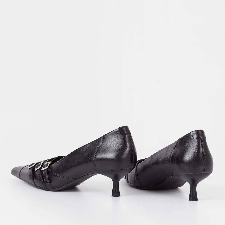 Footwear Vagabond Heels | Vagabond Women'S Lykke Leather Kitten Heeled Court Shoes