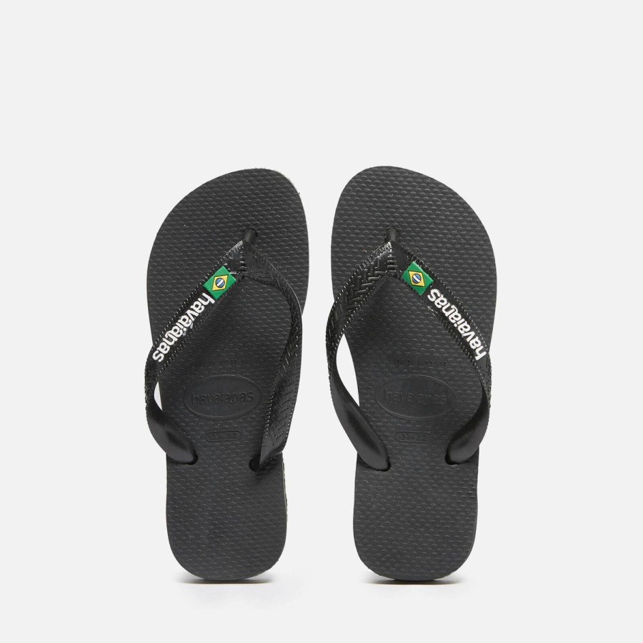 Child & Baby Havaianas Footwear | Havaianas Unisex Brasil Logo Flip Flops - Black