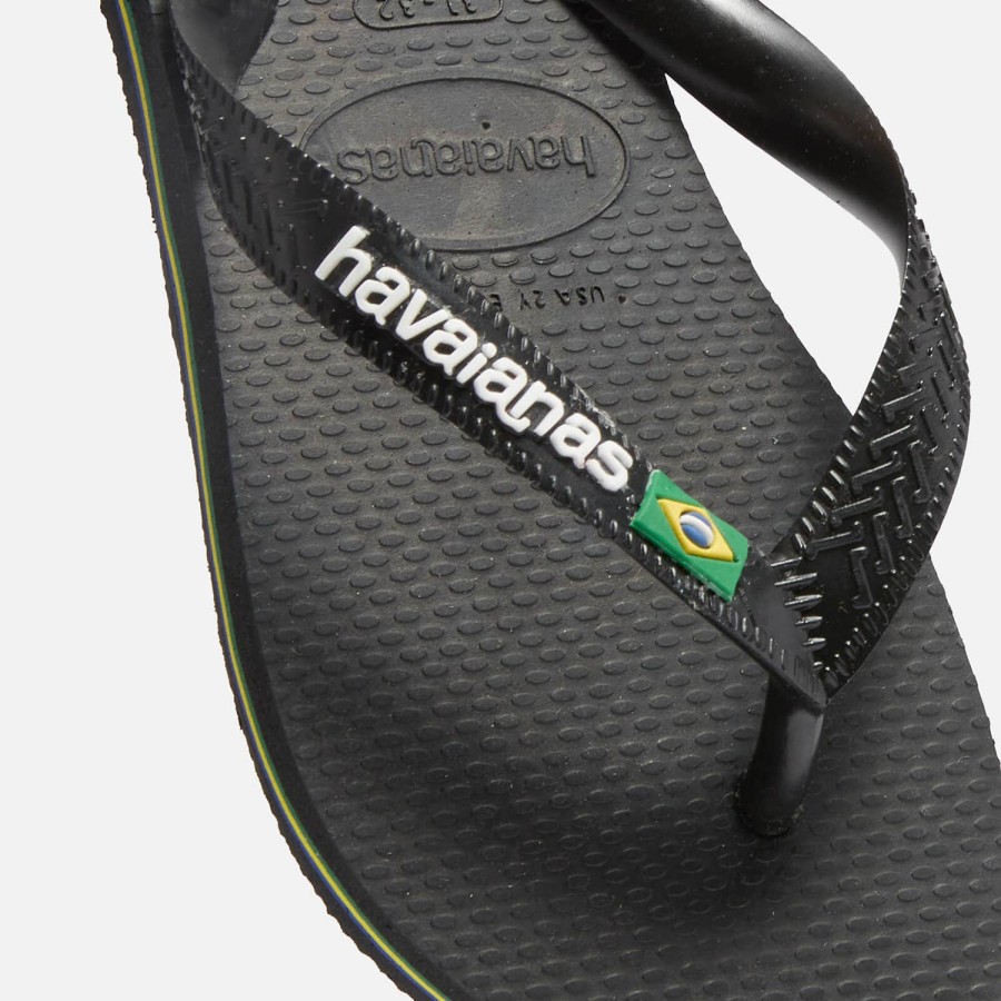 Child & Baby Havaianas Footwear | Havaianas Unisex Brasil Logo Flip Flops - Black