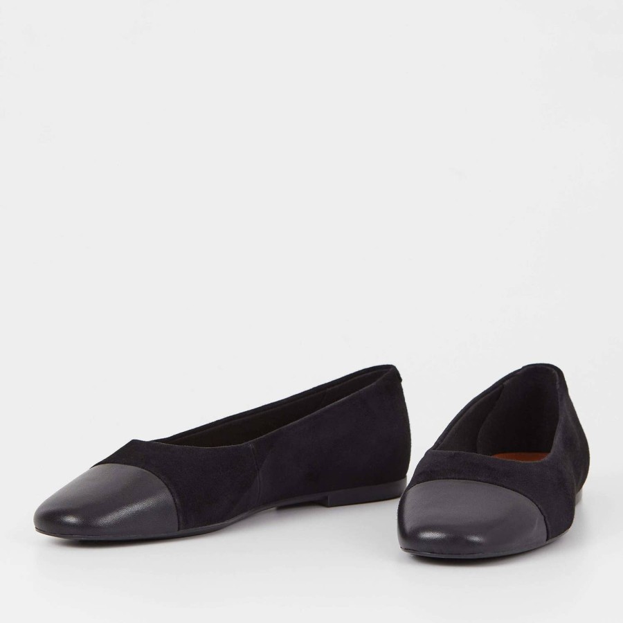 Footwear Vagabond Flats | Vagabond Women'S Jolin Suede And Leather Ballet Flats