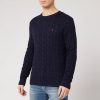 Men Polo Ralph Lauren Knitwear | Polo Ralph Lauren Men'S Roving Cotton Driver Jumper - Hunter Navy