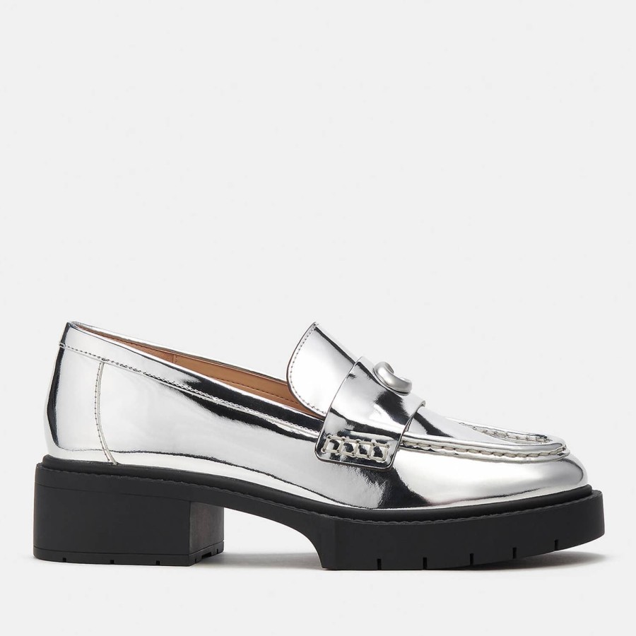 Footwear Coach Loafers | Coach Leah Metallic Leather Loafers