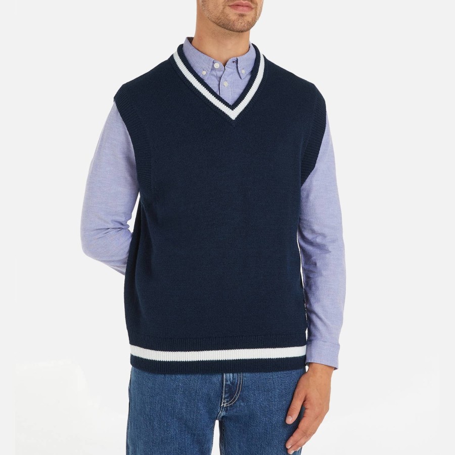 Men Tommy Jeans Knitwear | Tommy Jeans Contrast Tipping Knitted Vest