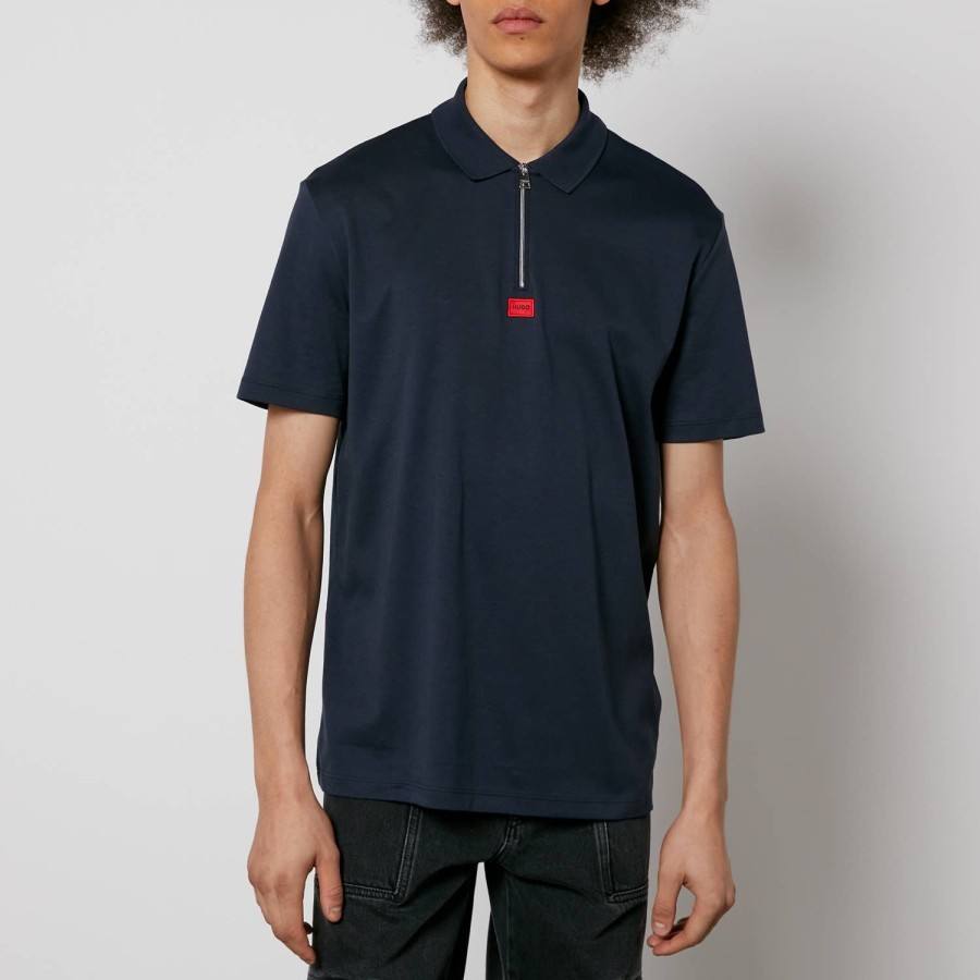 Men HUGO Polo Shirts | Hugo Deresom241 Cotton-Jersey Quarter-Zip T-Shirt