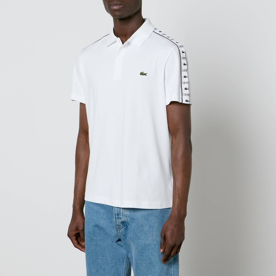 Men Lacoste Polo Shirts | Lacoste Tape Shoulder Stretch-Cotton Pique Polo Shirt