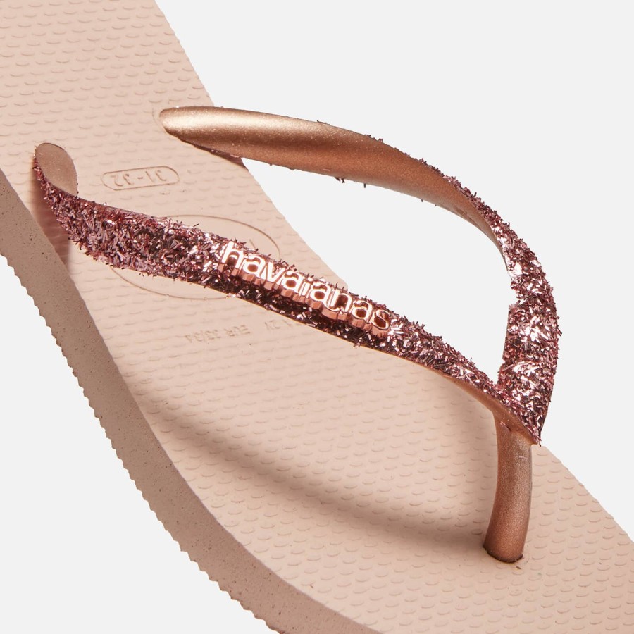 Child & Baby Havaianas Footwear | Havaianas Girls Slim Glitter Ii Flip Flops - Ballet Rose