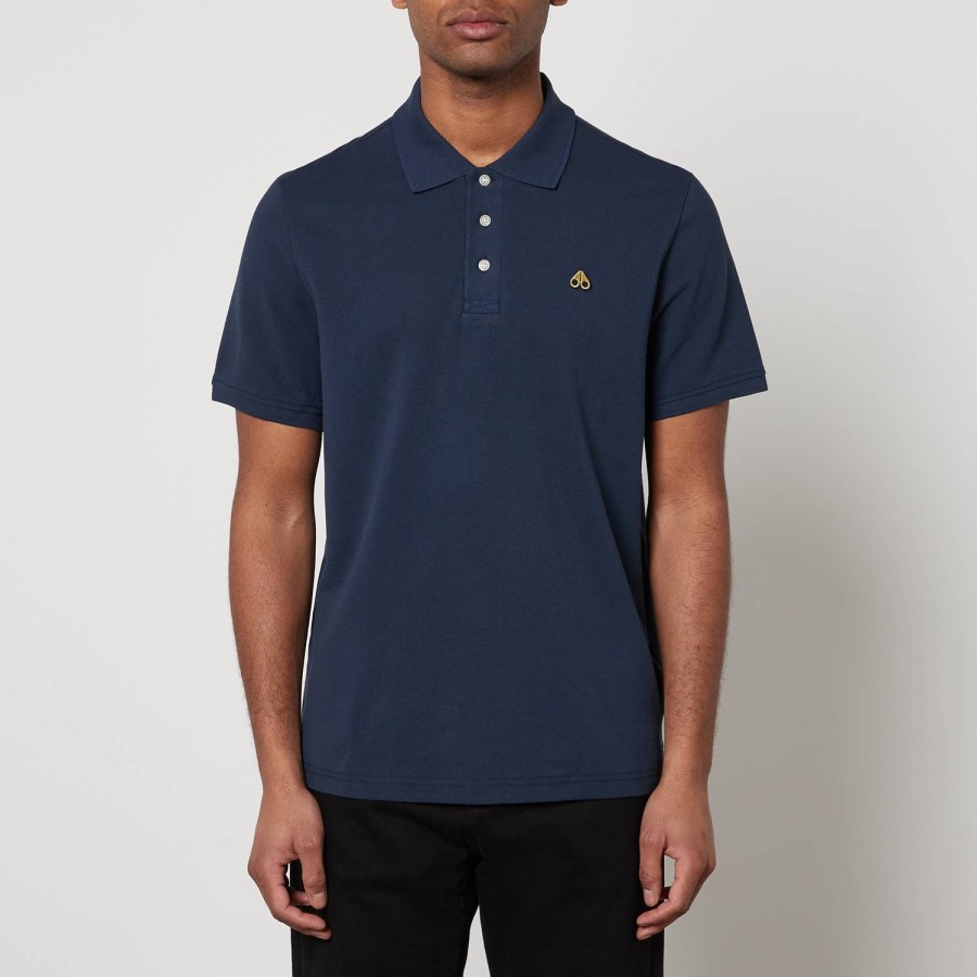 Men Moose Knuckles Polo Shirts | Moose Knuckles Gold Logo-Appliqued Cotton-Pique Polo Shirt