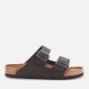 Footwear Birkenstock Sandals | Birkenstock Men'S Arizona Oiled Leather Double Strap Sandals - Black