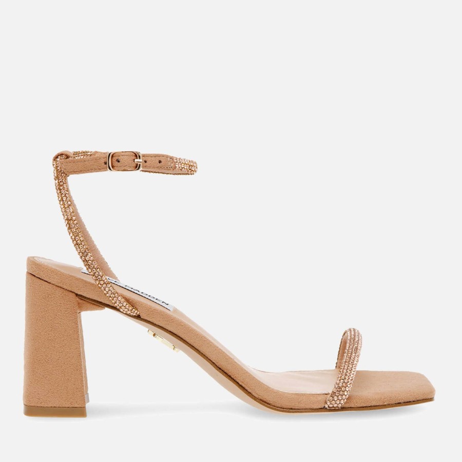 Footwear Steve Madden Heels | Steve Madden Women'S Leva Embellished Faux Suede Heeled Sandals