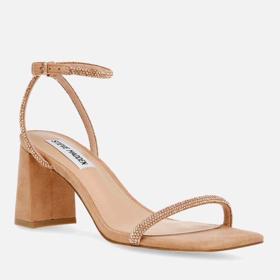 Footwear Steve Madden Heels | Steve Madden Women'S Leva Embellished Faux Suede Heeled Sandals