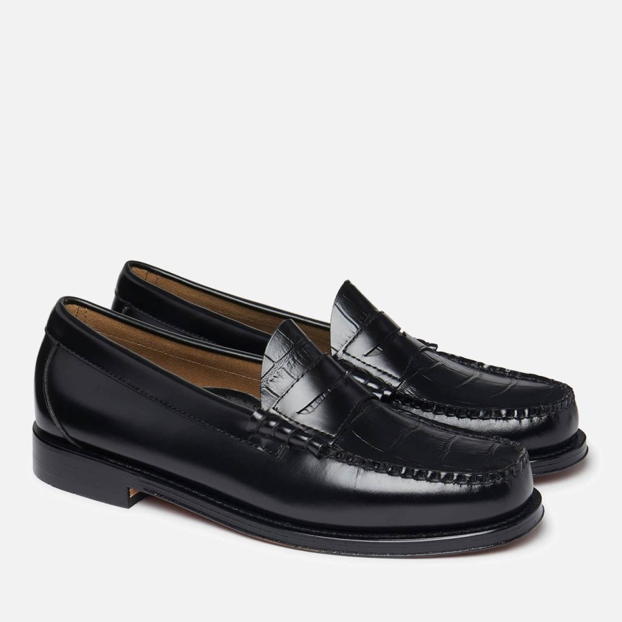 Footwear G.H. Bass & Co Shoes | G.H Bass Men'S Larson Moc Croc-Embossed Leather Penny Loafers