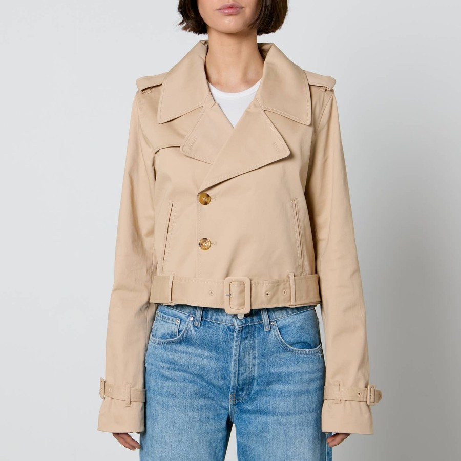 Woemn Good American Jackets & Coats | Good American Chino Gaberdine Cropped Trench Jacket