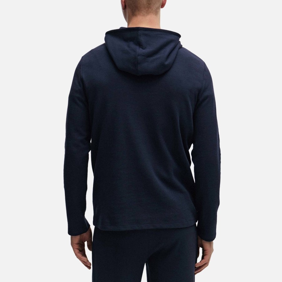 Men BOSS Bodywear Hoodies & Sweats | Boss Bodywear Waffle Cotton-Blend Hoodie