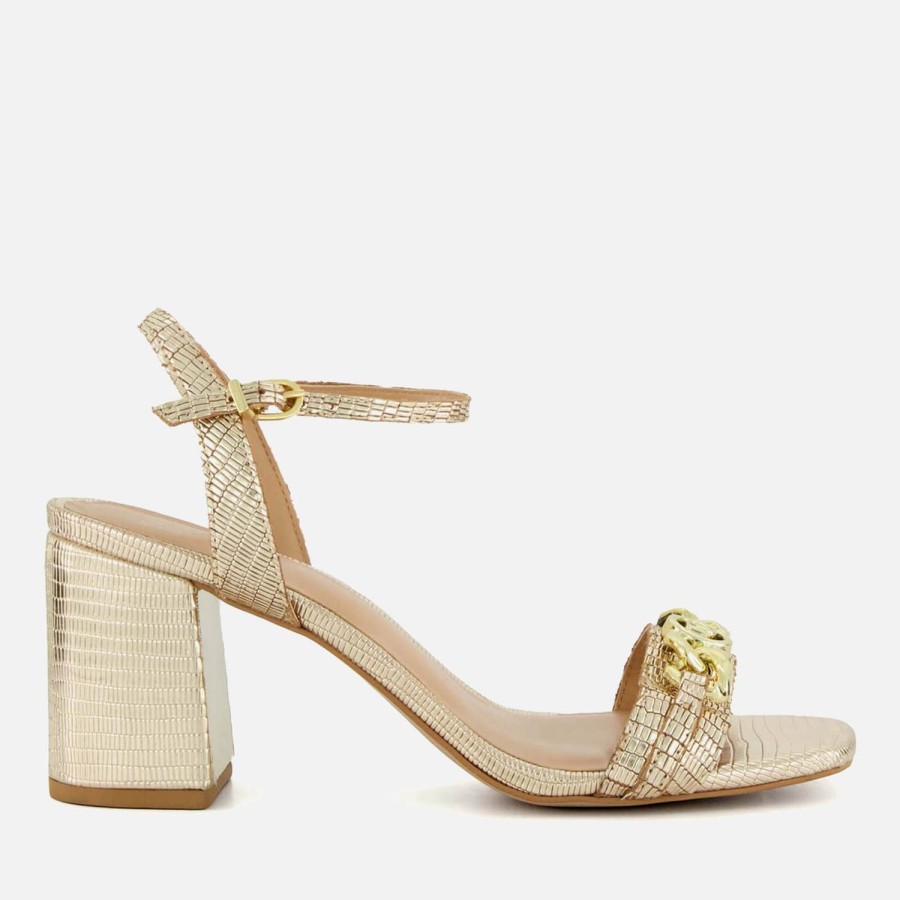 Footwear Dune Heels | Dune Women'S Manual Block Heeled Leather Sandals