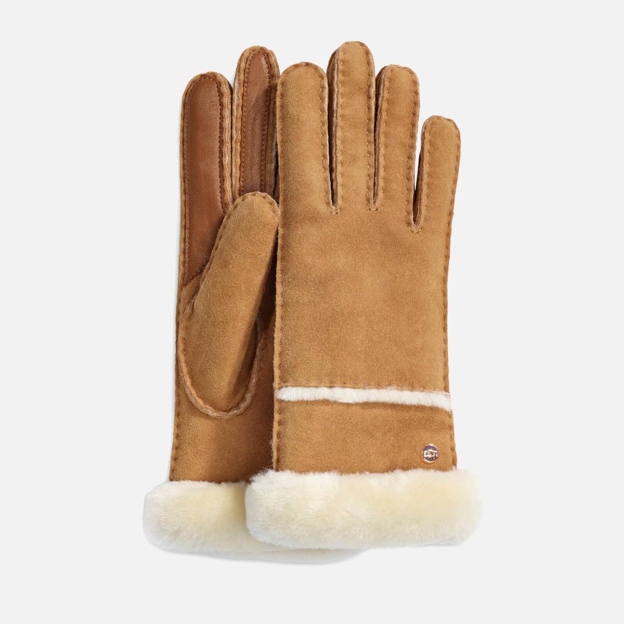 Woemn UGG Scarves & Gloves | Ugg Women'S Seamed Tech Glove - Chestnut