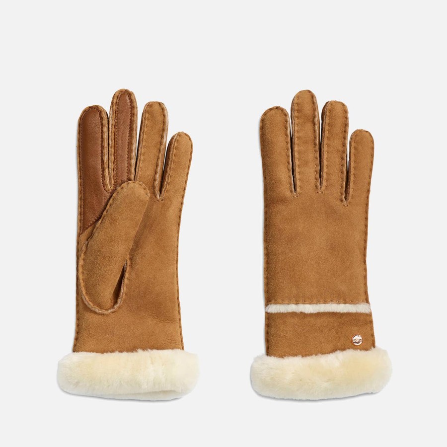 Woemn UGG Scarves & Gloves | Ugg Women'S Seamed Tech Glove - Chestnut