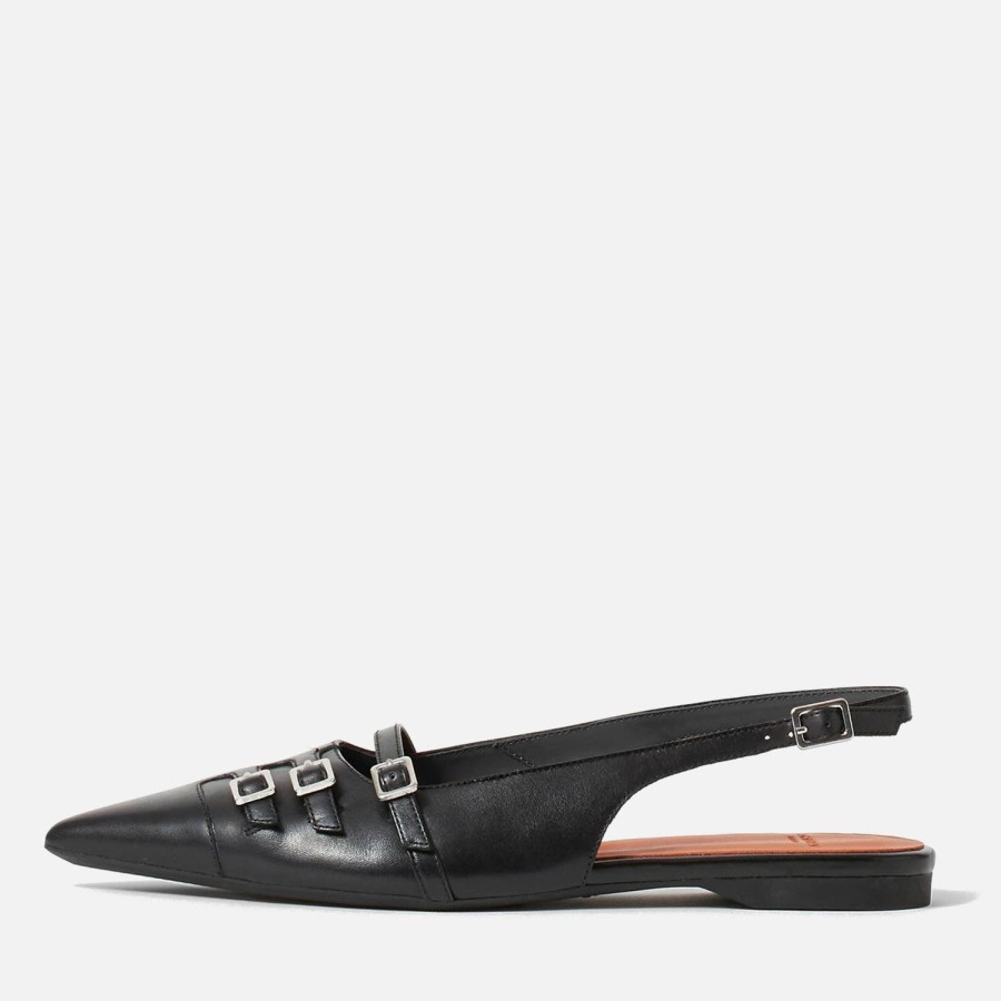 Footwear Vagabond Flats | Vagabond Women'S Hermine Buckled Leather Pointed-Toe Flats