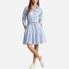 Woemn Polo Ralph Lauren Dresses | Polo Ralph Lauren Long Sleeve Striped Cotton-Poplin Shirt Dress