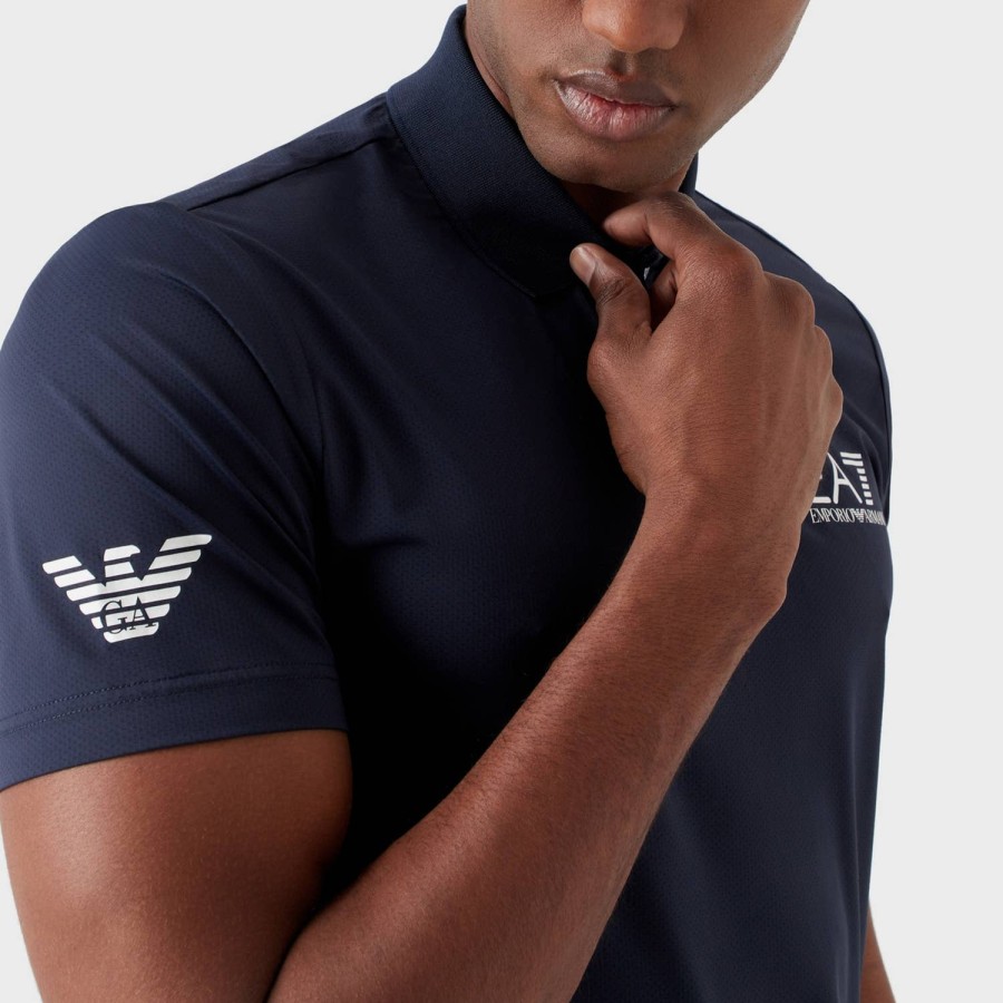 Men EA7 Polo Shirts | Ea7 Ventus 7 Pique Polo Shirt