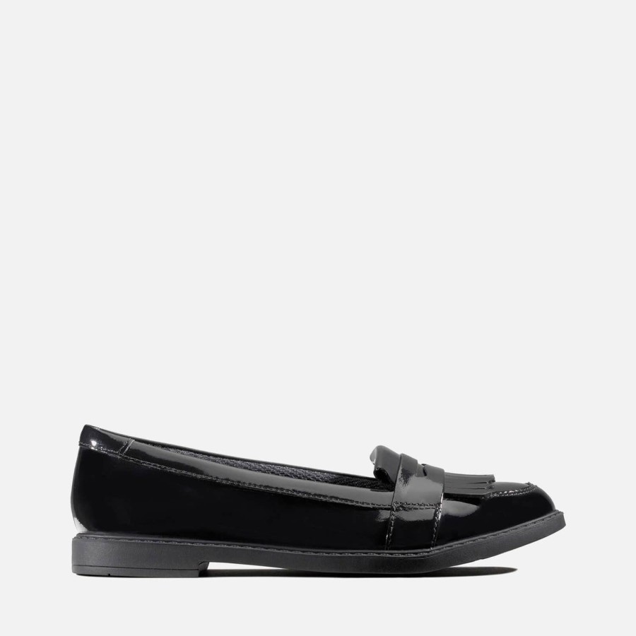 Child & Baby Clarks Footwear | Clarks Youth Scala Bright School Shoes - Black Patent