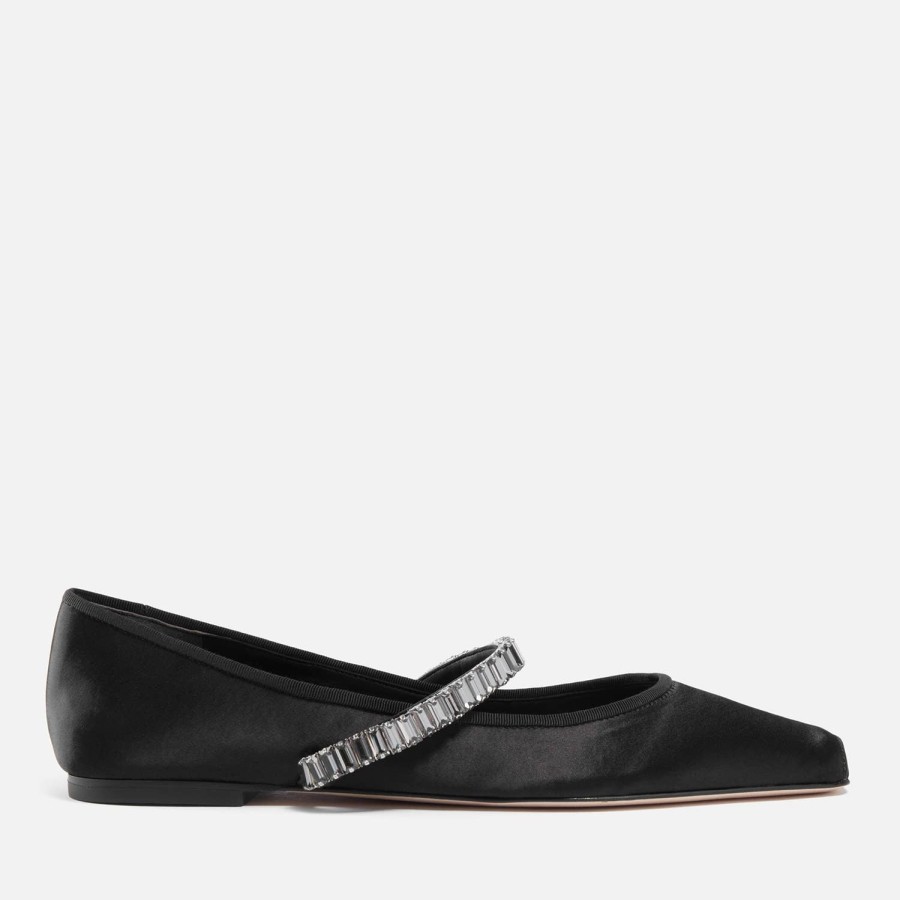 Footwear Tory Burch Flats | Tory Burch Women'S Crystal-Embellished Satin Ballet Flats