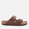 Footwear Birkenstock Sandals | Birkenstock Men'S Arizona Oiled Leather Double Strap Sandals - Habana