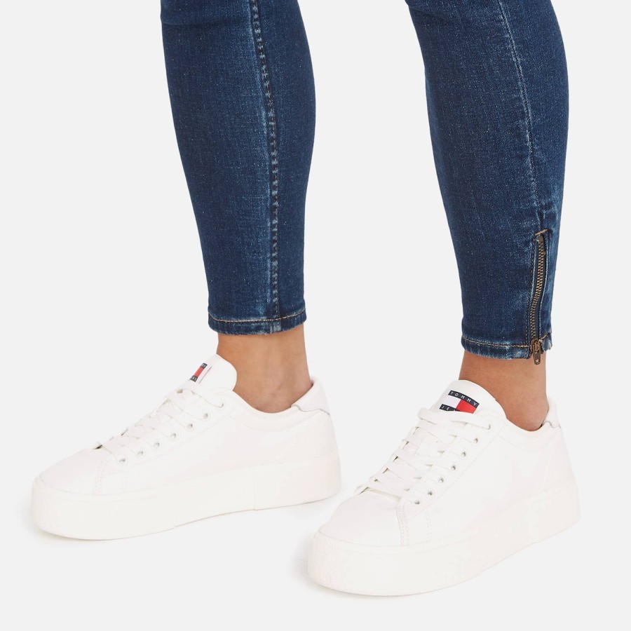 Footwear Tommy Jeans Trainers | Tommy Jeans Women'S Faux Leather Cupsole Trainers