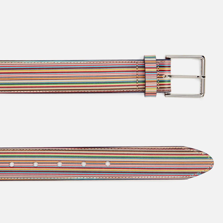 Men PS Paul Smith Belts | Paul Smith Men'S Wide Stripe Belt - Multicolour